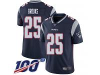 #25 Limited Terrence Brooks Navy Blue Football Home Men's Jersey New England Patriots Vapor Untouchable 100th Season