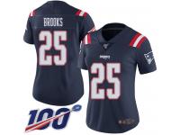 #25 Limited Terrence Brooks Navy Blue Football Women's Jersey New England Patriots Rush Vapor Untouchable 100th Season