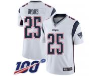#25 Limited Terrence Brooks White Football Road Men's Jersey New England Patriots Vapor Untouchable 100th Season