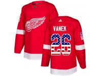 #26 Adidas Authentic Thomas Vanek Men's Red NHL Jersey - Detroit Red Wings USA Flag Fashion