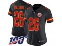 #26 Limited Damien Williams Black Football Women's Jersey Kansas City Chiefs Rush Vapor Untouchable 100th Season