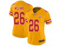 #26 Limited Damien Williams Gold Football Women's Jersey Kansas City Chiefs Inverted Legend Vapor Rush