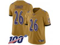 #26 Limited Maurice Canady Gold Football Youth Jersey Baltimore Ravens Inverted Legend 100th Season