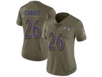 #26 Limited Maurice Canady Olive Football Women's Jersey Baltimore Ravens 2017 Salute to Service
