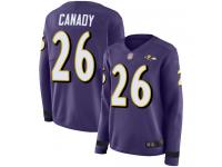 #26 Limited Maurice Canady Purple Football Women's Jersey Baltimore Ravens Therma Long Sleeve
