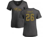 #26 Maurice Canady Ash Football One Color Women's Baltimore Ravens T-Shirt