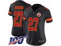 #27 Limited Larry Johnson Black Football Women's Jersey Kansas City Chiefs Rush Vapor Untouchable 100th Season