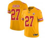 #27 Limited Larry Johnson Gold Football Men's Jersey Kansas City Chiefs Inverted Legend Vapor Rush