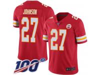 #27 Limited Larry Johnson Red Football Home Youth Jersey Kansas City Chiefs Vapor Untouchable 100th Season