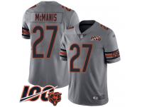#27 Limited Sherrick McManis Silver Football Men's Jersey Chicago Bears Inverted Legend Vapor Rush 100th Season