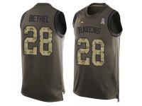 #28 Justin Bethel Green Football Men's Jersey Baltimore Ravens Salute to Service Tank Top