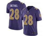 #28 Limited Justin Bethel Purple Football Men's Jersey Baltimore Ravens Rush Vapor Untouchable
