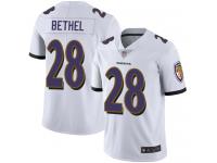 #28 Limited Justin Bethel White Football Road Men's Jersey Baltimore Ravens Vapor Untouchable