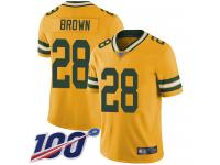 #28 Limited Tony Brown Gold Football Youth Jersey Green Bay Packers Rush Vapor Untouchable 100th Season