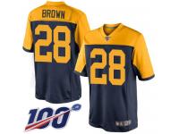 #28 Limited Tony Brown Navy Blue Football Alternate Youth Jersey Green Bay Packers 100th Season