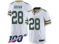 #28 Limited Tony Brown White Football Road Youth Jersey Green Bay Packers Vapor Untouchable 100th Season