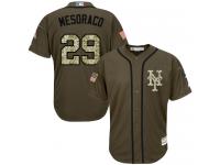 #29 Authentic Devin Mesoraco Men's Green Baseball Jersey - New York Mets Salute to Service