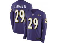 #29 Limited Earl Thomas III Purple Football Youth Jersey Baltimore Ravens Therma Long Sleeve