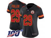 #29 Limited Kendall Fuller Black Football Women's Jersey Kansas City Chiefs Rush Vapor Untouchable 100th Season