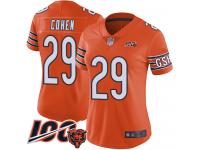 #29 Limited Tarik Cohen Orange Football Alternate Women's Jersey Chicago Bears 100th Season