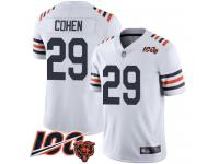 #29 Limited Tarik Cohen White Football Men's Jersey Chicago Bears 100th Season