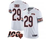 #29 Limited Tarik Cohen White Football Road Men's Jersey Chicago Bears Vapor Untouchable 100th Season