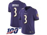 #3 Limited Robert Griffin III Purple Football Home Youth Jersey Baltimore Ravens Vapor Untouchable 100th Season