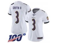 #3 Limited Robert Griffin III White Football Road Women's Jersey Baltimore Ravens Vapor Untouchable 100th Season