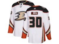 #30 Adidas Authentic Ryan Miller Men's White NHL Jersey - Away Anaheim Ducks