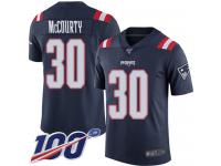 #30 Limited Jason McCourty Navy Blue Football Men's Jersey New England Patriots Rush Vapor Untouchable 100th Season