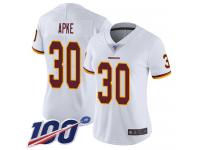 #30 Limited Troy Apke White Football Road Women's Jersey Washington Redskins Vapor Untouchable 100th Season