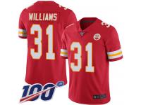 #31 Limited Darrel Williams Red Football Home Youth Jersey Kansas City Chiefs Vapor Untouchable 100th Season