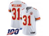 #31 Limited Darrel Williams White Football Road Youth Jersey Kansas City Chiefs Vapor Untouchable 100th Season