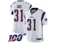 #31 Limited Jonathan Jones White Football Road Men's Jersey New England Patriots Vapor Untouchable 100th Season