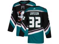 #32 Adidas Authentic Jacob Larsson Men's Black Teal NHL Jersey - Alternate Anaheim Ducks