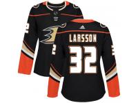 #32 Adidas Authentic Jacob Larsson Women's Black NHL Jersey - Home Anaheim Ducks
