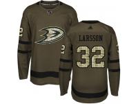 #32 Adidas Authentic Jacob Larsson Youth Green NHL Jersey - Anaheim Ducks Salute to Service