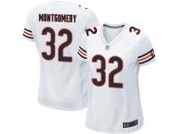 #32 Game David Montgomery White Football Road Women's Jersey Chicago Bears