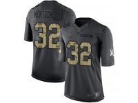#32 Limited David Montgomery Black Football Men's Jersey Chicago Bears 2016 Salute to Service