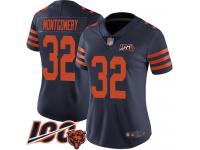 #32 Limited David Montgomery Navy Blue Football Women's Jersey Chicago Bears Rush Vapor Untouchable 100th Season