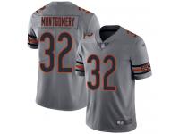 #32 Limited David Montgomery Silver Football Men's Jersey Chicago Bears Inverted Legend Vapor Rush