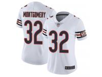 #32 Limited David Montgomery White Football Road Women's Jersey Chicago Bears Vapor Untouchable