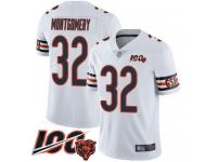 #32 Limited David Montgomery White Football Road Youth Jersey Chicago Bears Vapor Untouchable 100th Season