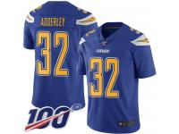 #32 Limited Nasir Adderley Electric Blue Football Men's Jersey Los Angeles Chargers Rush Vapor Untouchable 100th Season