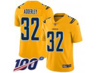 #32 Limited Nasir Adderley Gold Football Men's Jersey Los Angeles Chargers Inverted Legend 100th Season