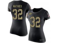 #32 Tyrann Mathieu Black Camo Football Salute to Service Women's Kansas City Chiefs T-Shirt