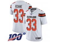 #33 Limited Sheldrick Redwine White Football Road Men's Jersey Cleveland Browns Vapor Untouchable 100th Season