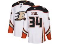 #34 Adidas Authentic Sam Steel Youth White NHL Jersey - Away Anaheim Ducks