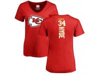 #34 Carlos Hyde Red Football Backer Women's Kansas City Chiefs T-Shirt
