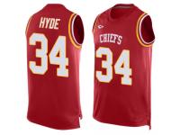 #34 Carlos Hyde Red Football Men's Jersey Kansas City Chiefs Player Name & Number Tank Top